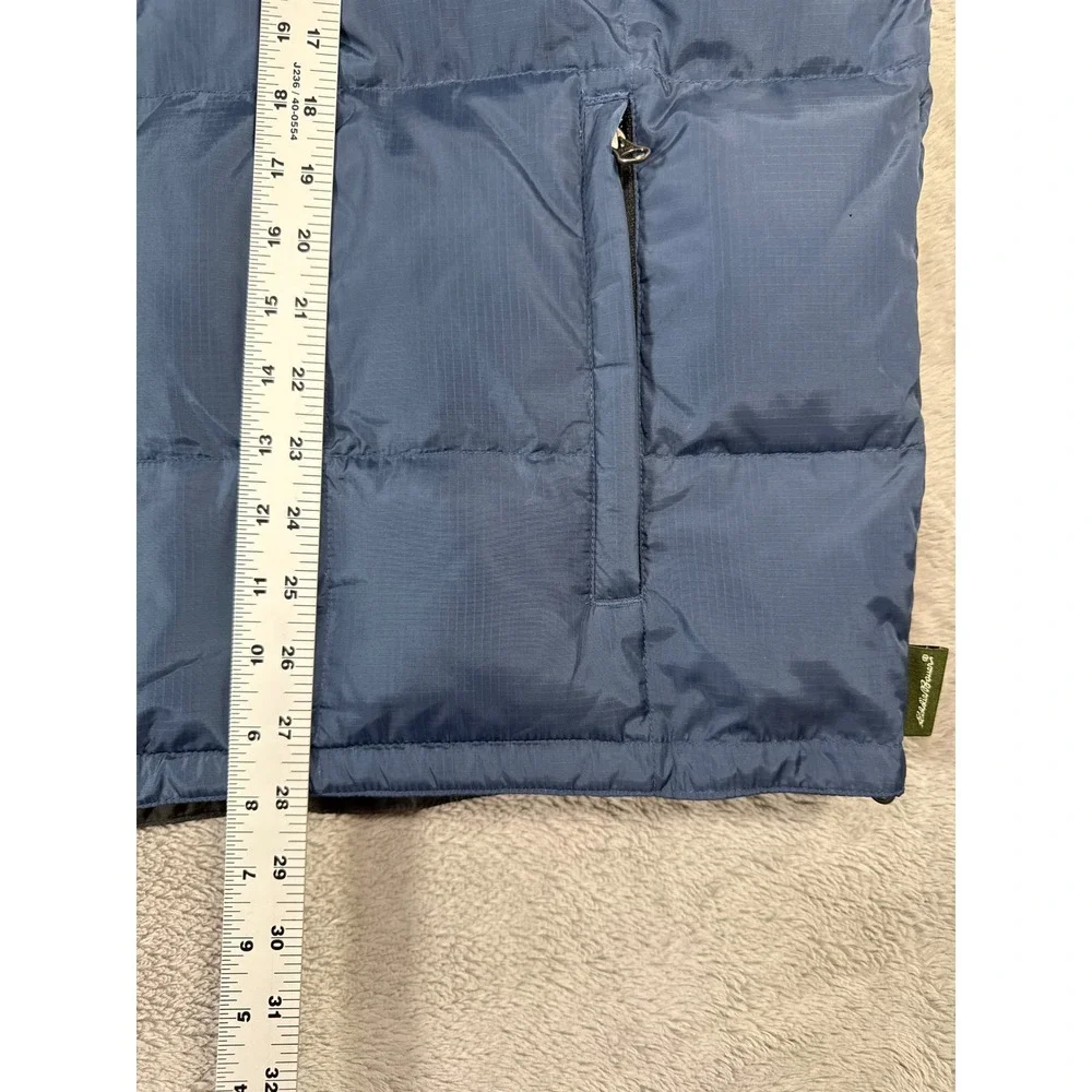 Eddie Bauer‎ Men XL Goose Down Puffer Reversible Vest Zip Blue/Black Outdoors